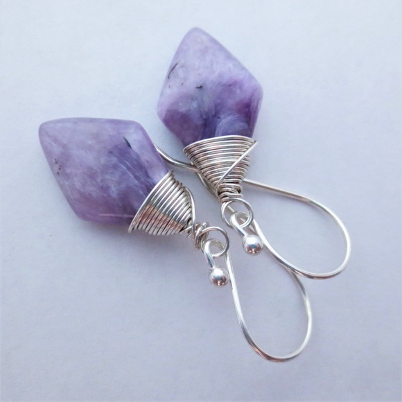 Charoite Gemstone Sterling Silver Earrings EE Designs - Picture 2 of 4